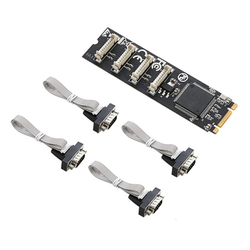 M.2 M Key to 4 RS232 Serial Adapter Card,M.2 to DB9 Expansion Card,4 Port Serial DB9 RS-232 2280 Controller Drop shipping