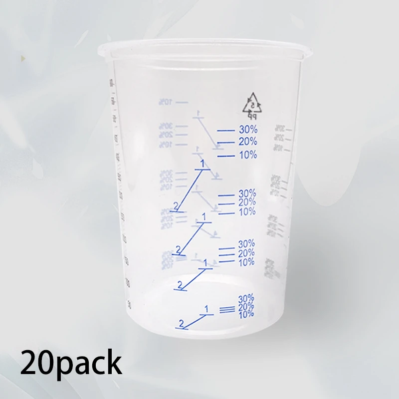 20Pcs Plastic Disposable Paint Mixing Cup Measurements Cups For Resin Epoxy Pour 600ML