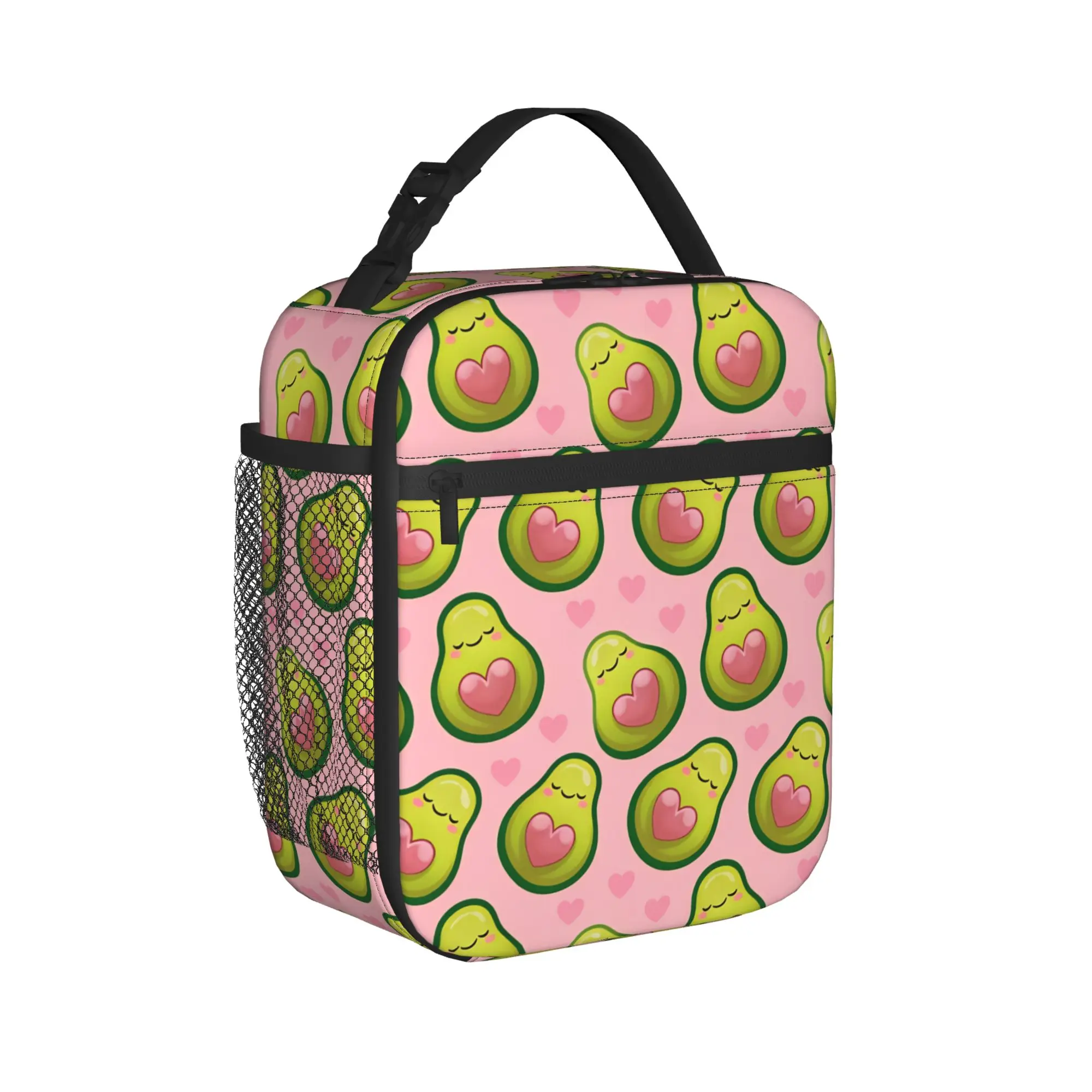 cute Adorable Avocado Lunch Bag  School Lunch Box For Unisex  Funny Print Thermal Lunch Bags Oxford Portable Cooler Bag
