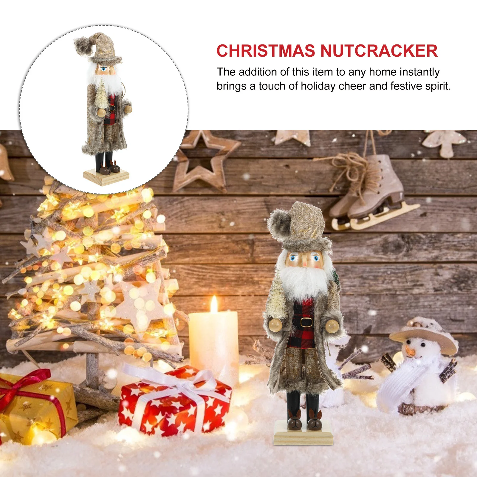 

Christmas Nutcracker Decoration Wooden Craft Traditional Design Desktop Ornament for Holiday Home Decor Xmas Gift Festival Party
