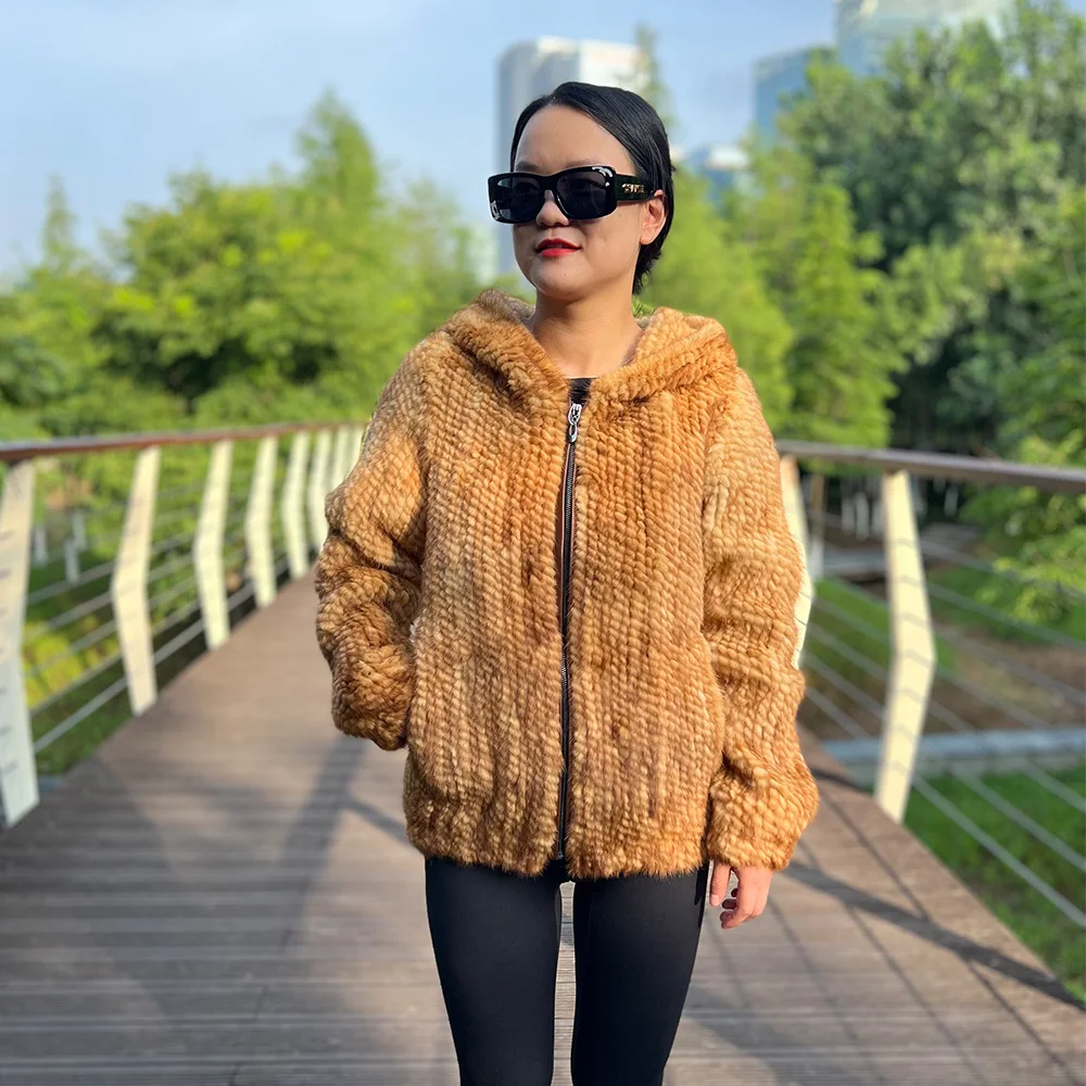 2023 women winter real fur coat luxury mink fur jacket fashionable ladies knitted mink fur coats