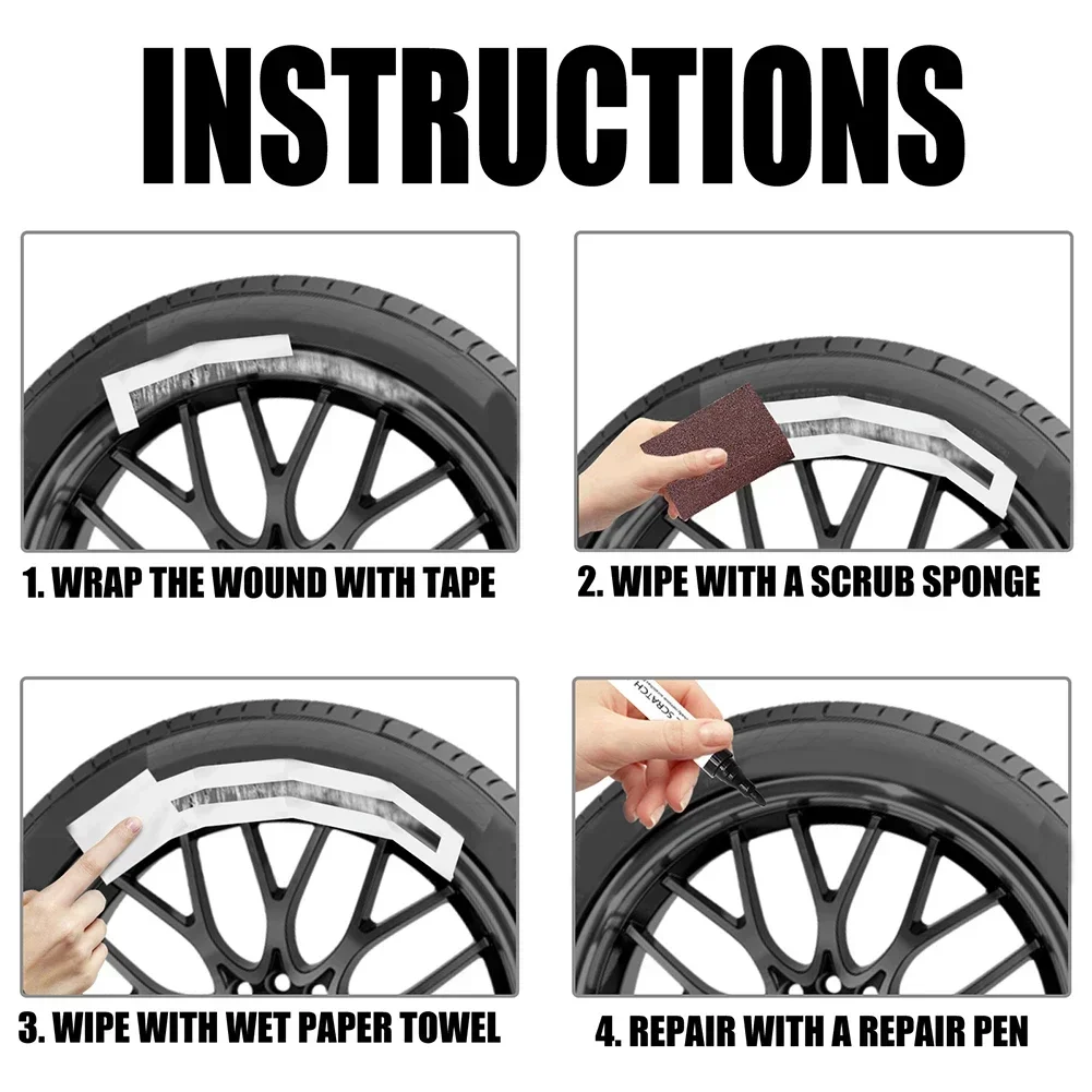 Car Wheel Rim Scratch Repair Pen Touch Up Paint Tool Kit General Purpose Black Paint Fix Tool For Car Auto Rim Dent Scratch