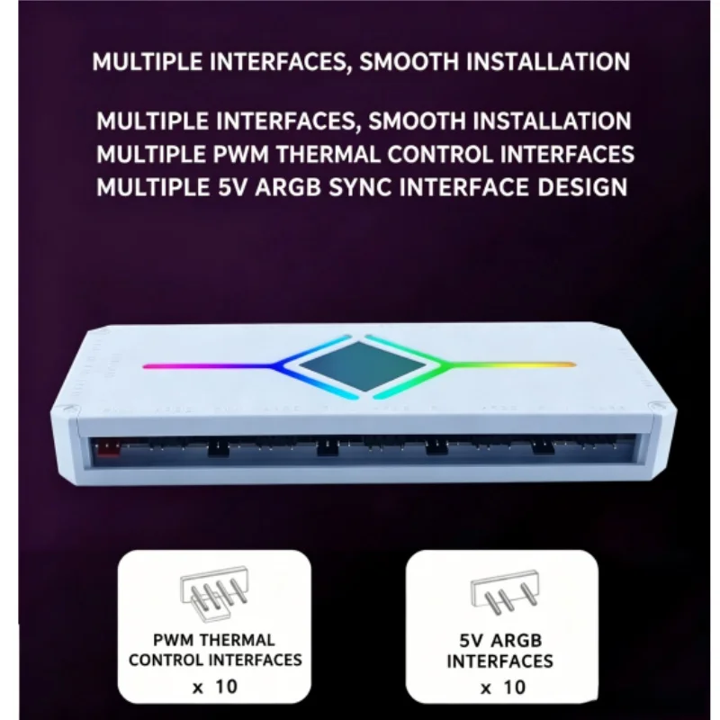 Nine-Hole ARGB Controller Asynchronous Synchronized Music Rhythm Lighting Effect Sea View Room Computer Case Fan PWM Temperature