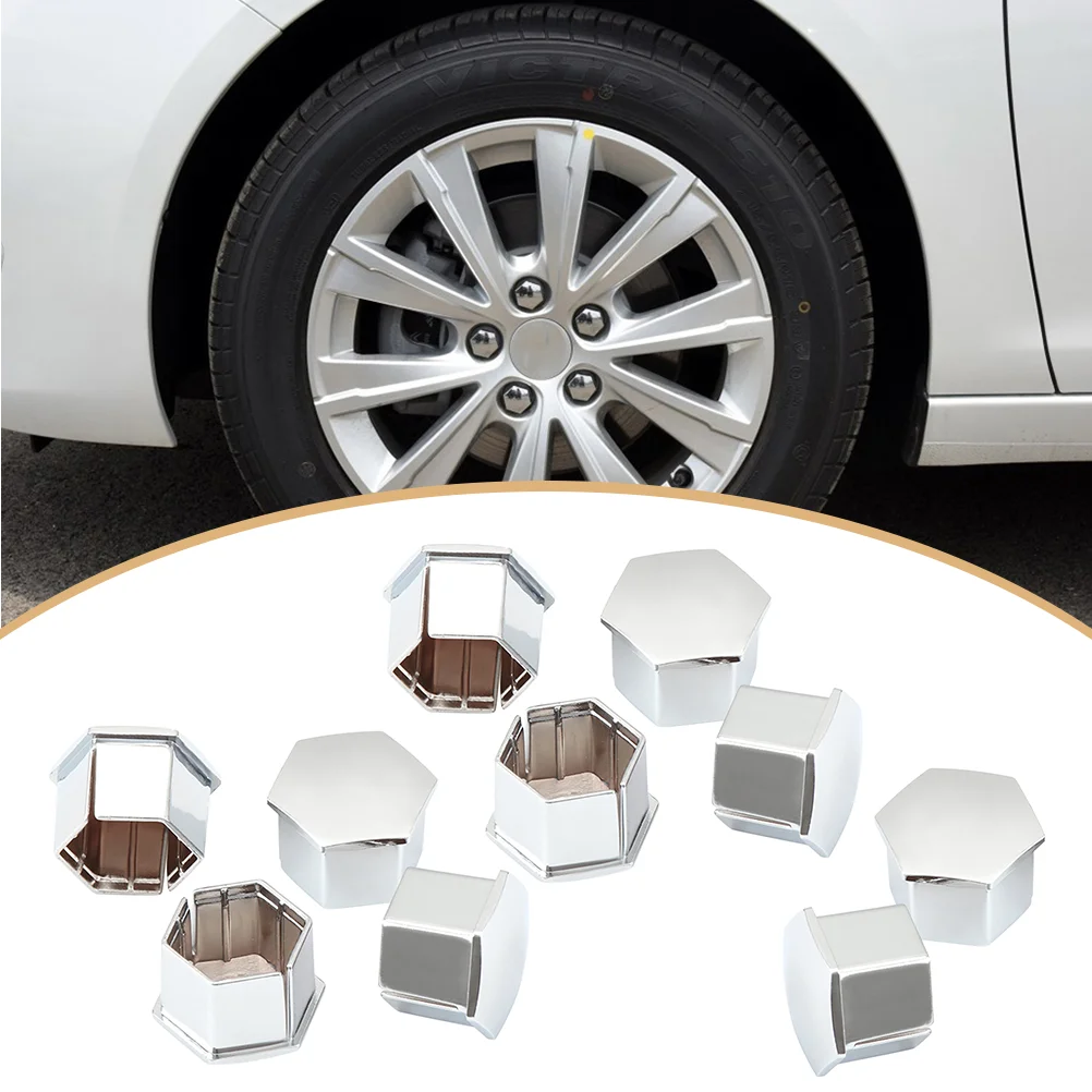 10Pcs Hexagonal Wheel Lug Nut Covers Bolts Covers Screw Protect Caps for 307 308 408 206 207 C5 (Silver)