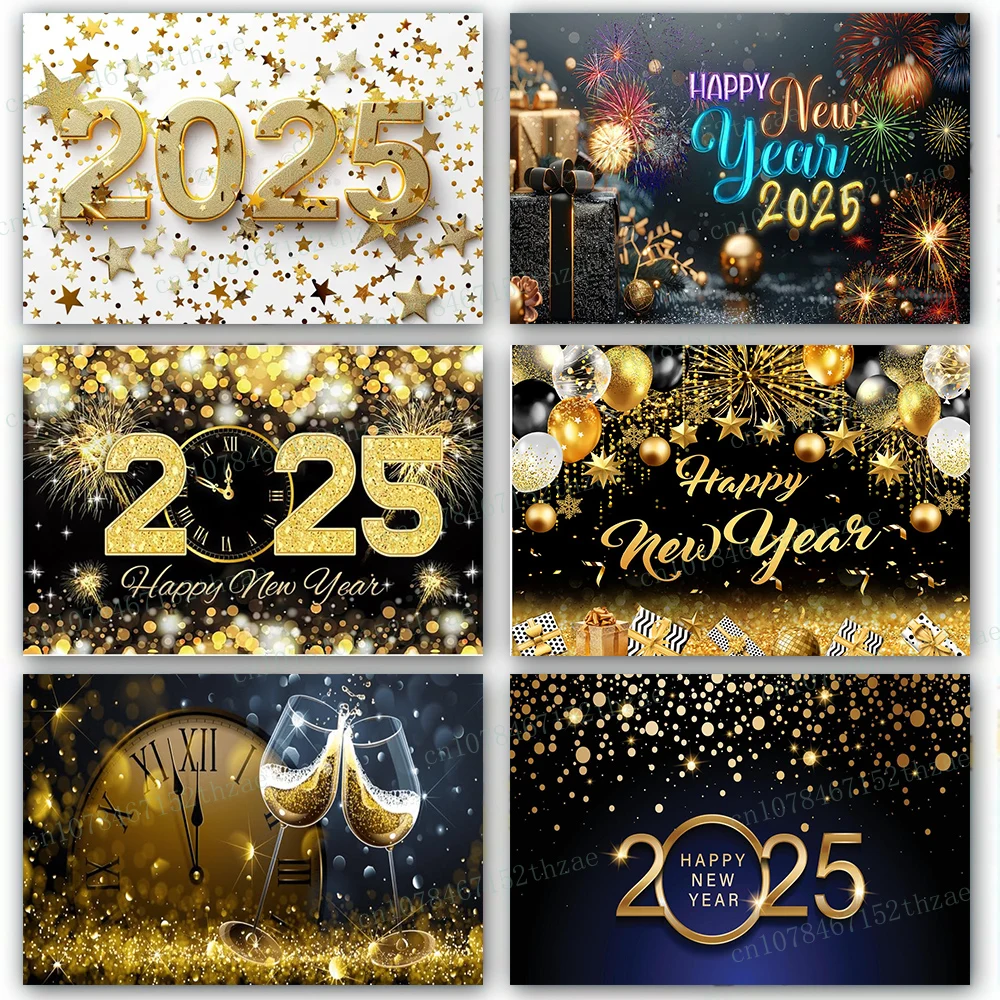 

2025 New Year's Party Photo Background Happy New Year Photography Backdrop Banner Decoration