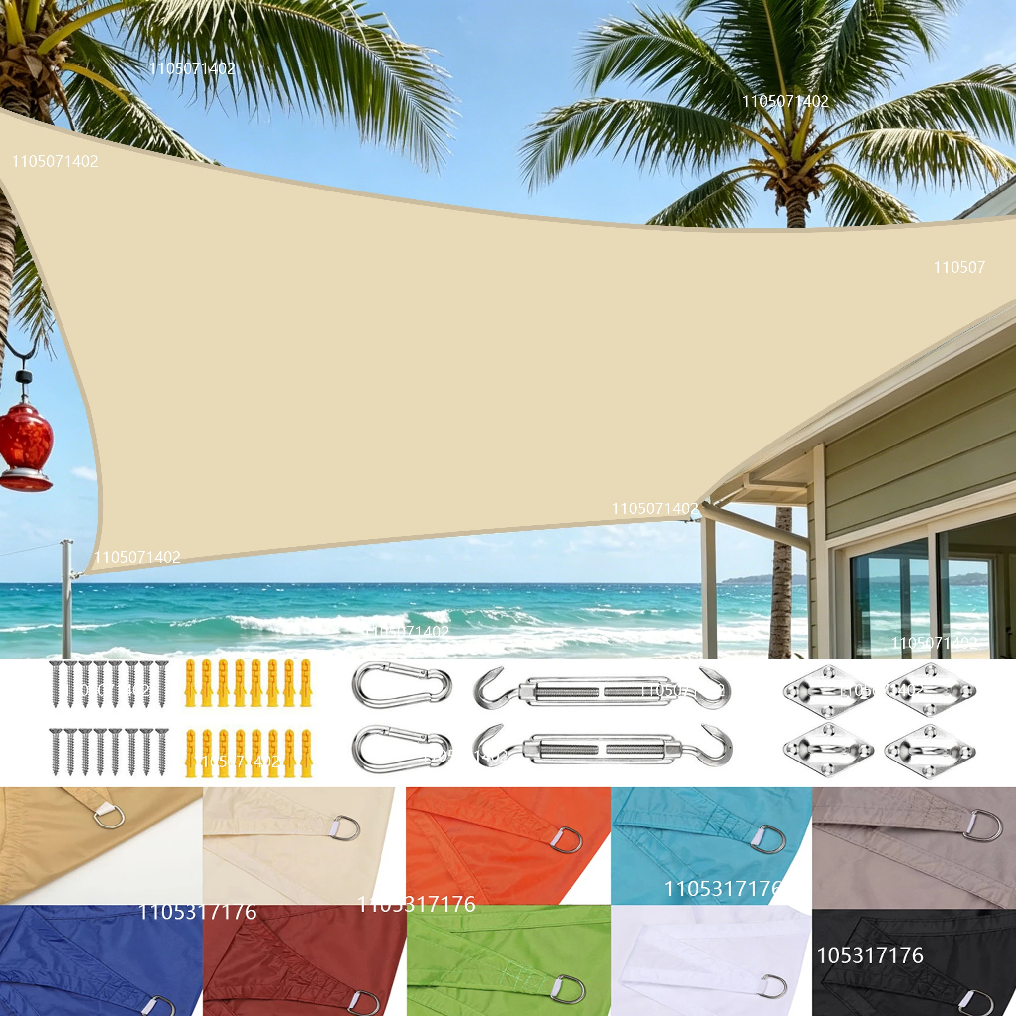 Sun Shade Sail with Hardware Kit | Waterproof UV Resistant Awning Canopy for Patio Garden