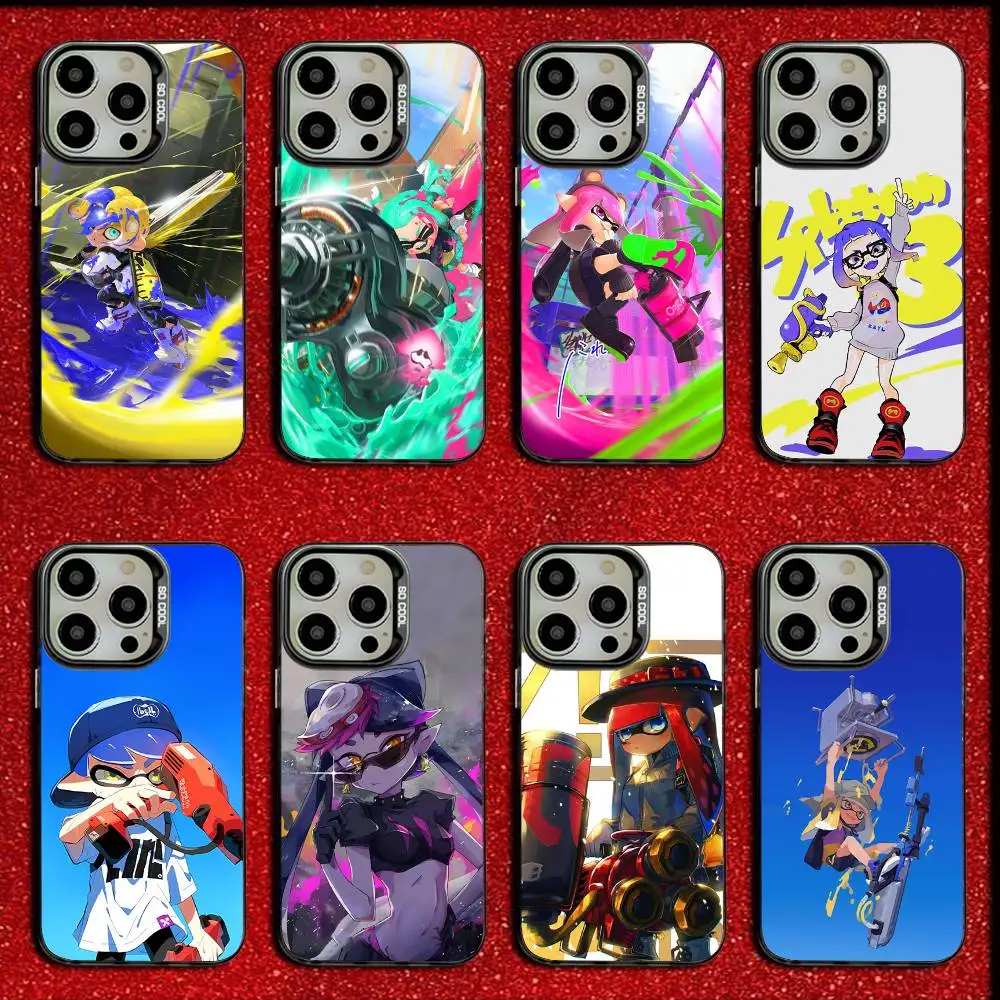 

Phone Case For iPhone 16,15,14,13,12,11,Mini,Pro,E,MAX Candy Matte Game S-Splatoon Cute Cartoon Shockproof Black Cover