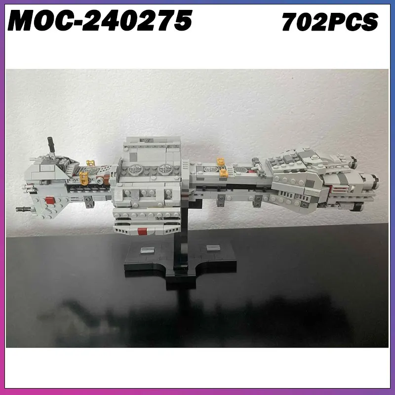 

Строительный блок MOC, серия «Космические войны», серый космический корабль, креативная модель кирпича, образовательная игрушка, подарки на день рождения для взрослых, MOC-240275, 702 шт.