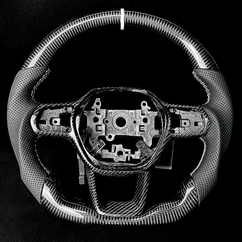 Flat-bottom sporty style glossy carbon fiber car steering wheel for use in Honda 11th generation Civic 6th generation CR-V