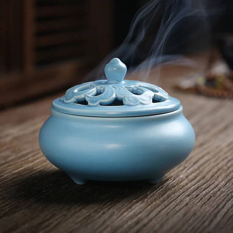 Vintage Fugui Flower Circular Fragrant Incense Burner - Decorative Melting Furnace Seven Color Incense Burner Handicrafts