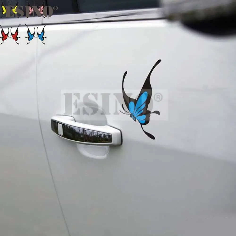 2 x Butterfly Car Sticker Pair PVC Auto Decal Window Bumper Motorcycle Exterior Styling 4 Colors 14x8cm