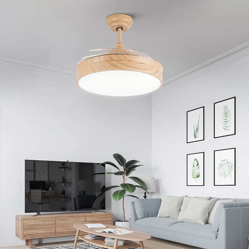 Nordic ceiling fan light living room dining room bedroom fan chandelier simple modern creative ultra-thin invisible fan light