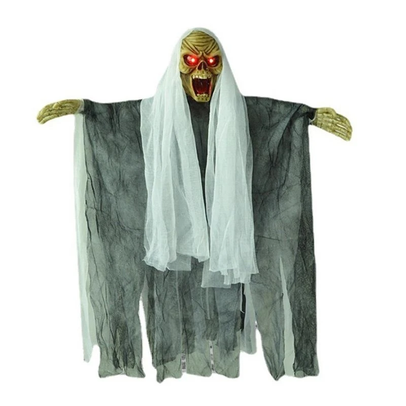 Y4qa Halloween Dekor Maske Hängende Geisterstimmungssteuerung Licht emittierende Horror -Geister