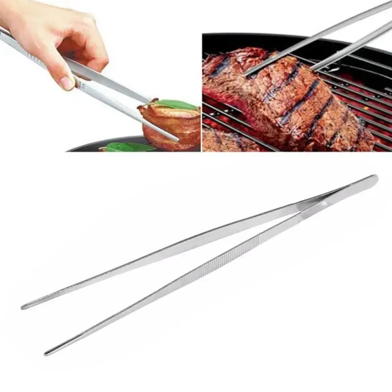 1pc Barbecue Tongs Food Tongs Food Clip Kitchen Gadgets Stainless Steel Churrasco Tweezers Clip Barbecue Buffet Restaurant Tools