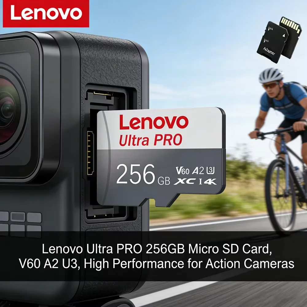 Lenovo High Speed Micro SD Card 256GB 128GB U3 A2 Class10 Original Memory Card 4K Video SD Card For Phone Camera Drone Cameras