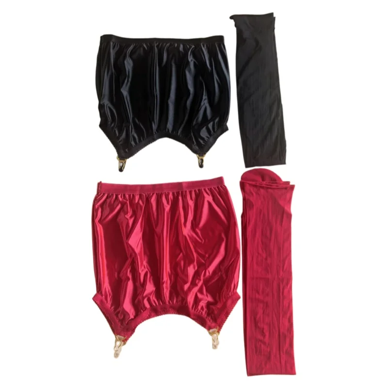 2-teiliges Set Luxuriöses Hüftwickel-Minikleid mit Strumpfhalter Elastische Strümpfe Damen Ölglänzende Pole Dance Strumpfhose Overknee-Strümpfe