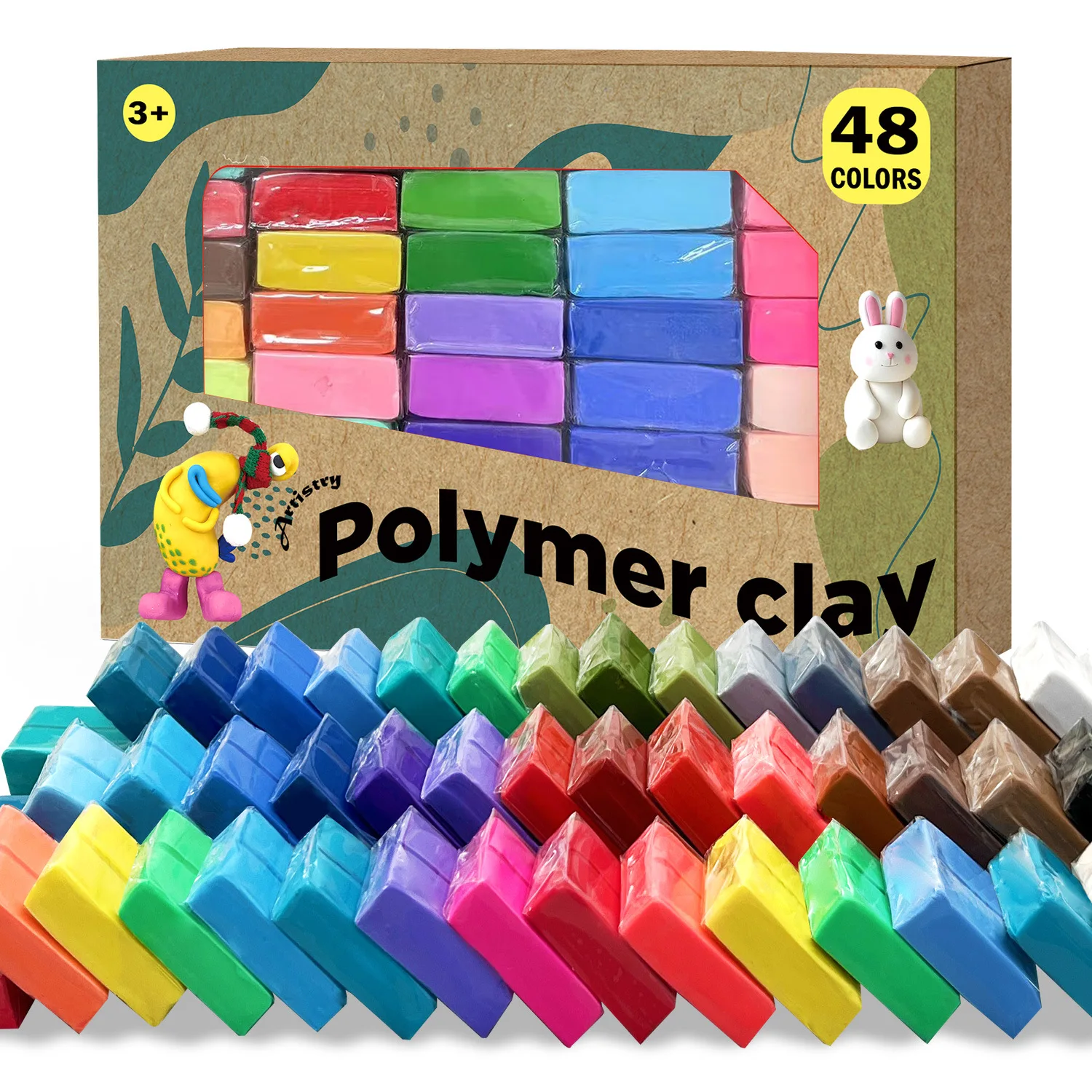 

48 Colors Soft Clay Set Plasticine DIY Polymer Clay Handmade Colored Clay for Children Molding Craft Oven Bake Beginer Kids