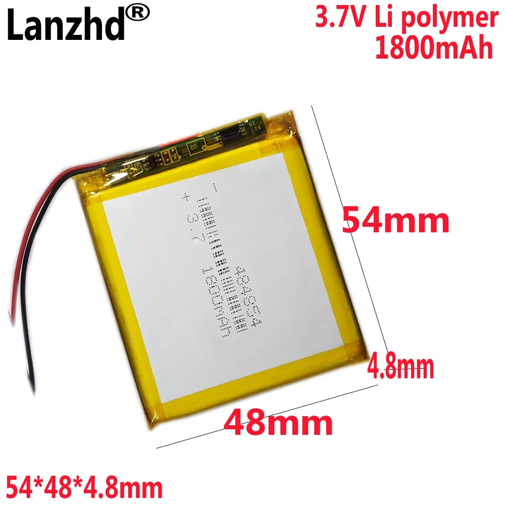 

Li-polymer battery 1800mAh Lithium LiPo 3.7V rechargeable battery For G95 Bully MP4 battery 484854 54*48*4.8mm