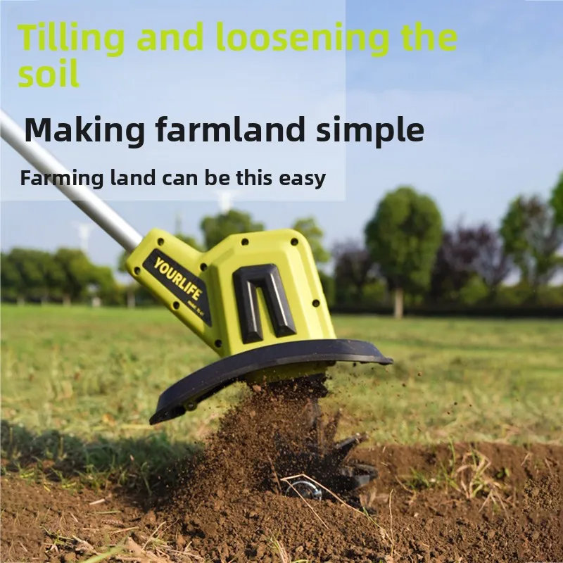 Handheld Lithium Electric Micro Tiller Cultivator Small Home Use Rotary Hoe view 5