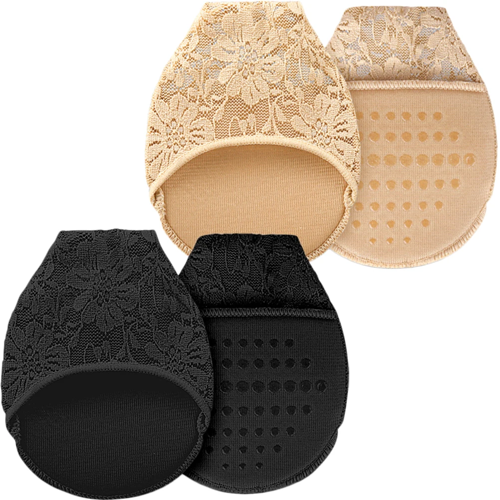 

2 Pairs Heel Comfortable Women Invisible Socks Forefoot Pad Anti Skid Breathable Women Half Socks Gel Liner Fit Shoes