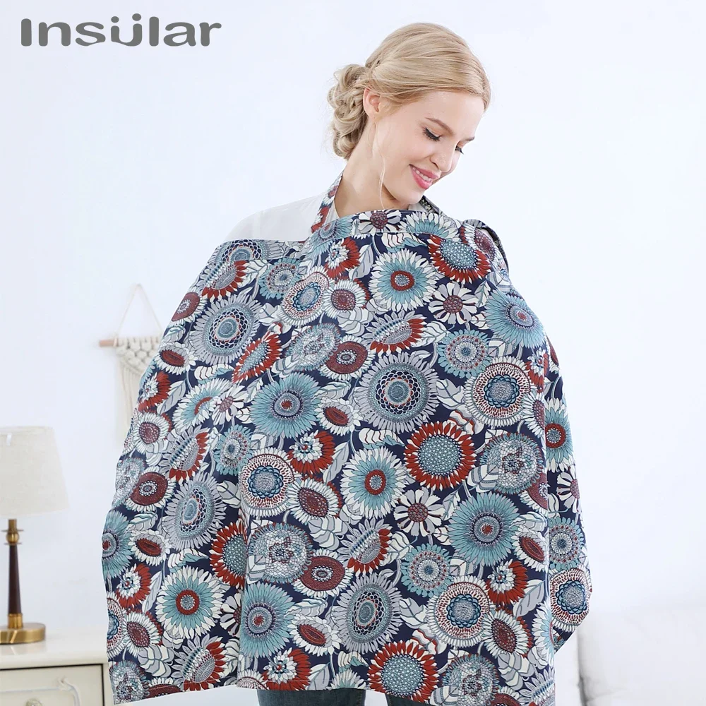 

Insular Breastfeeding Cover Baby Infant Breathable Cotton Muslin Nursing Cloth Large Nursing Feeding Cover Cape Apron 70*100CM