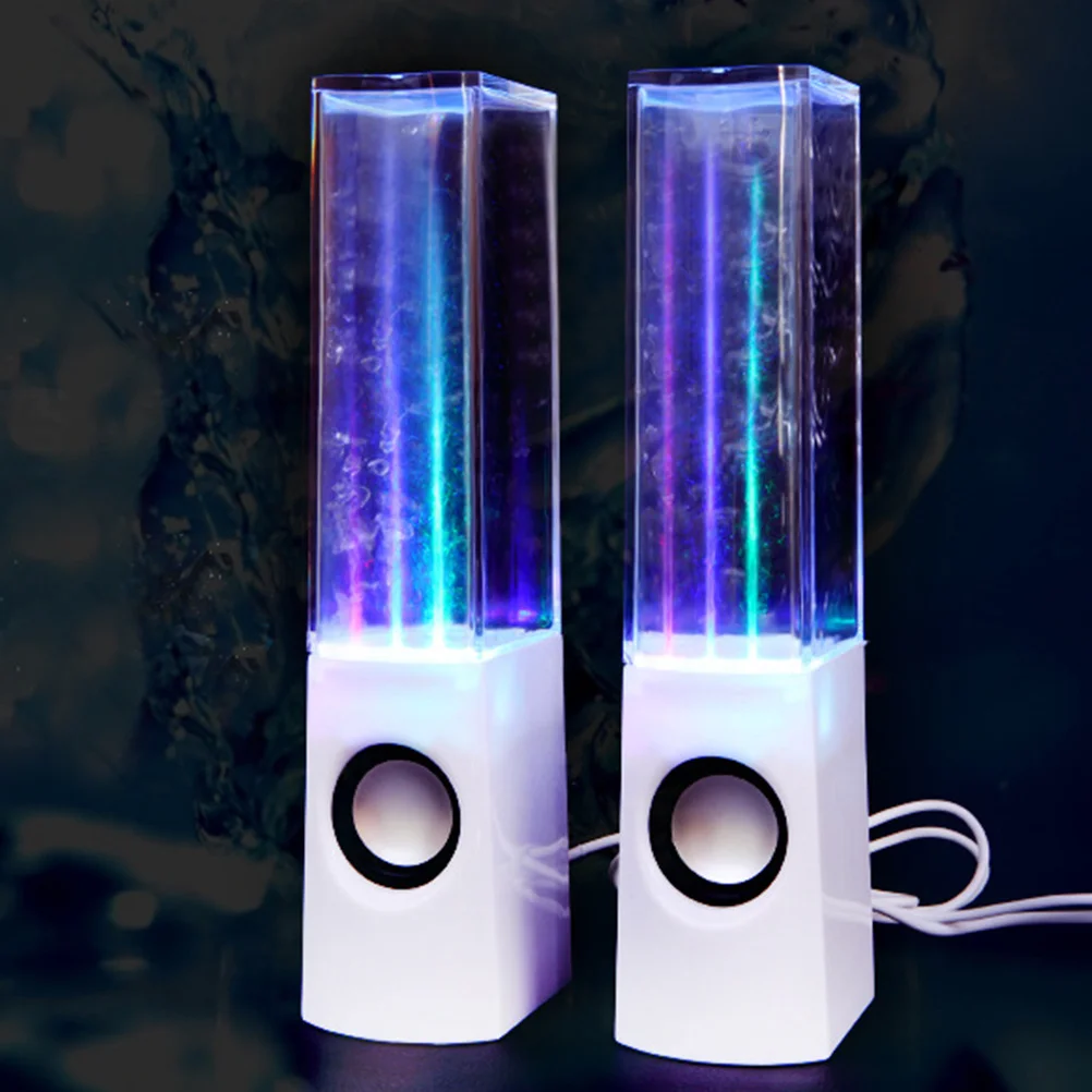 

One Pair Wired Fountain Speakers Colorful LED Lights Stereo Sound for Smartphone Pc Laptop Music Fountain Effect