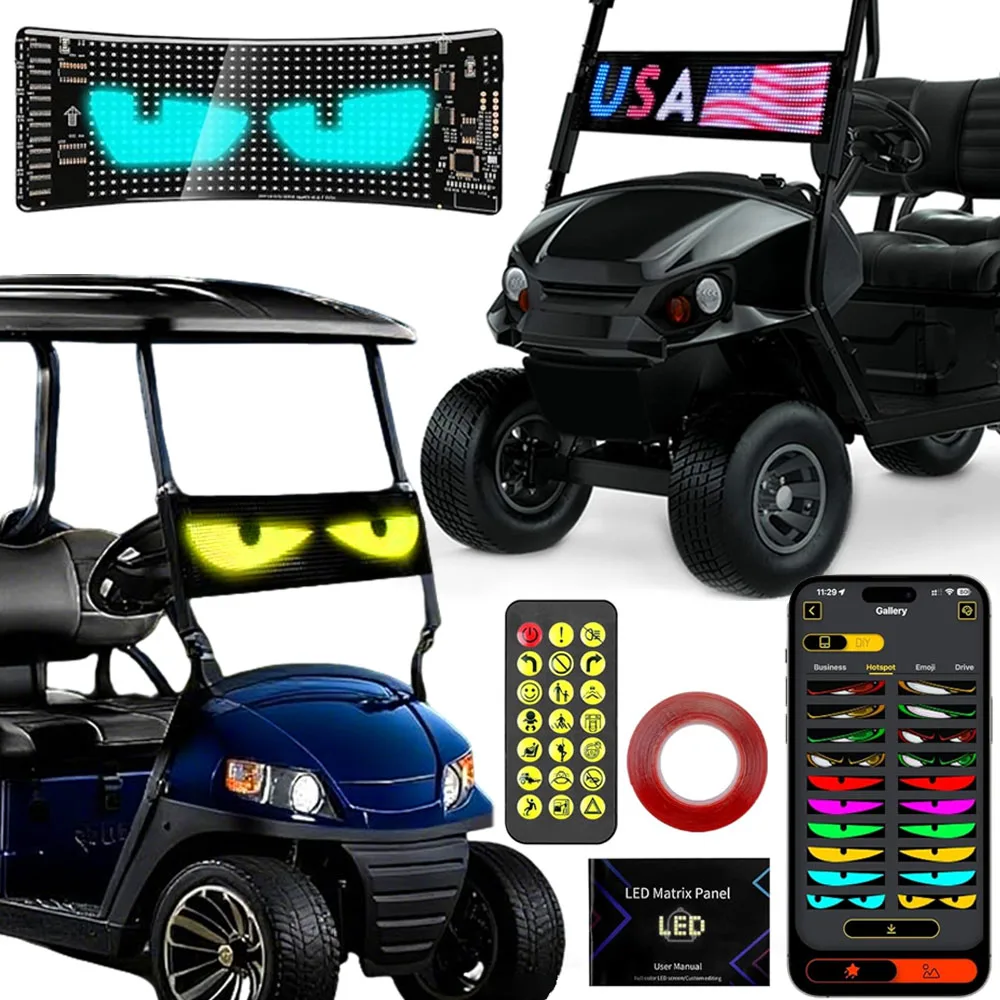 ledデビルアイライト（フロントガラス用）、アプリ-リモコンでプログラム可能なマトリックスピクセルパネル、車用フルカラービッグアイフレックスサイン
