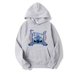 2024 New Disney Stitch Cartoon Cute Loose Hooded Hooded Hoodie Girl's Friend Dress Couple Dress Casual Fashion Hoodie Top Coat