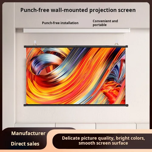 Imagen 2 del producto DAHUI 4K Pantalla de proyector antiluz empalmable 16:9 Cortina antiluz 60 pulgadas Hogar Oficina al aire libre Portátil 3d HD Metal Gris