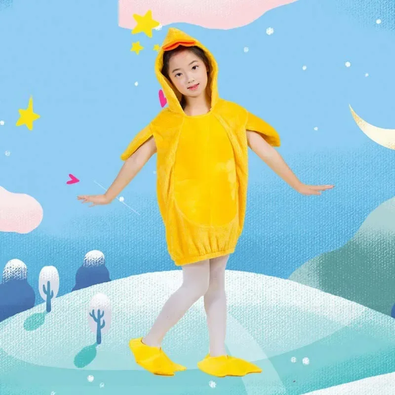 Disfraces de animales de pollo y pato para niños y niñas, medias, vestido, fiesta de cumpleaños, Halloween, amarillo, lindo, Unisex