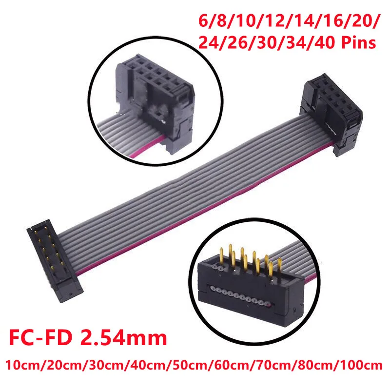 1 sztuk FC-FD DC4 IDC 2.54MM skok złącze męskie na żeńskie 6/8/10/12/14/16/20/24/26/30/34/40 PIN płaska wstążka pobierz kabel do transmisji danych