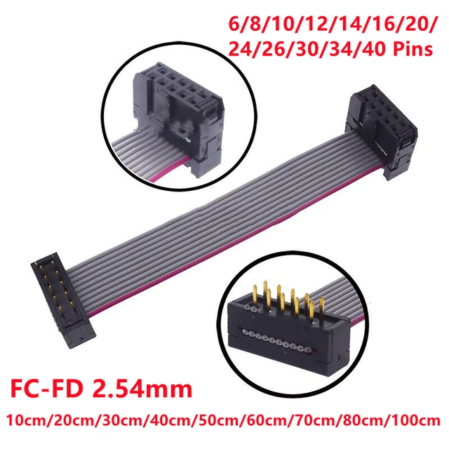 ピッチオス-メスコネクタFC-FD dc4 idc 2.54mm,出力6/8/10 /12/14/16/20/24/26/30/34/40ピン,データケーブル,1個 - AliExpress