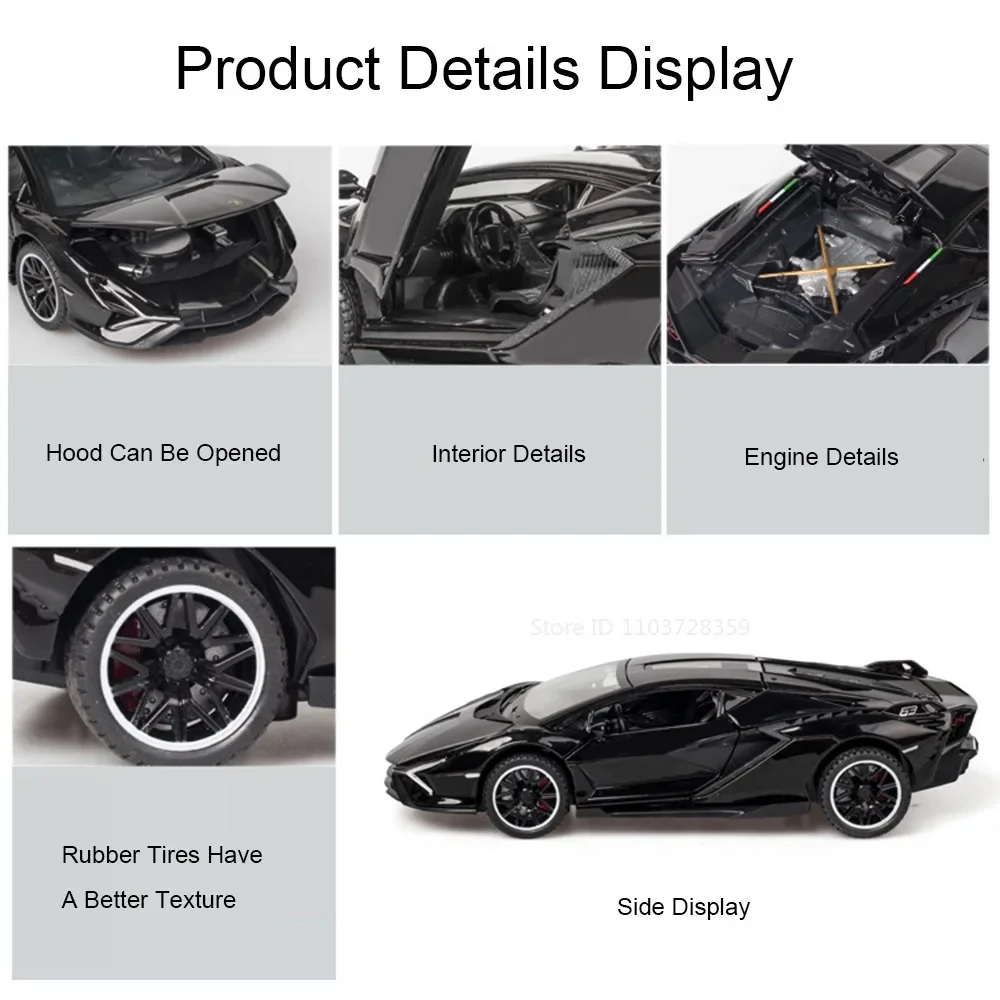 1:32 Sportwagen SIAN LP780-4 Modellspielzeug Legierung Druckguss Sound Licht Türen geöffnet zurückziehen Beliebte Supercar-Modelle für Kinder Erwachsene