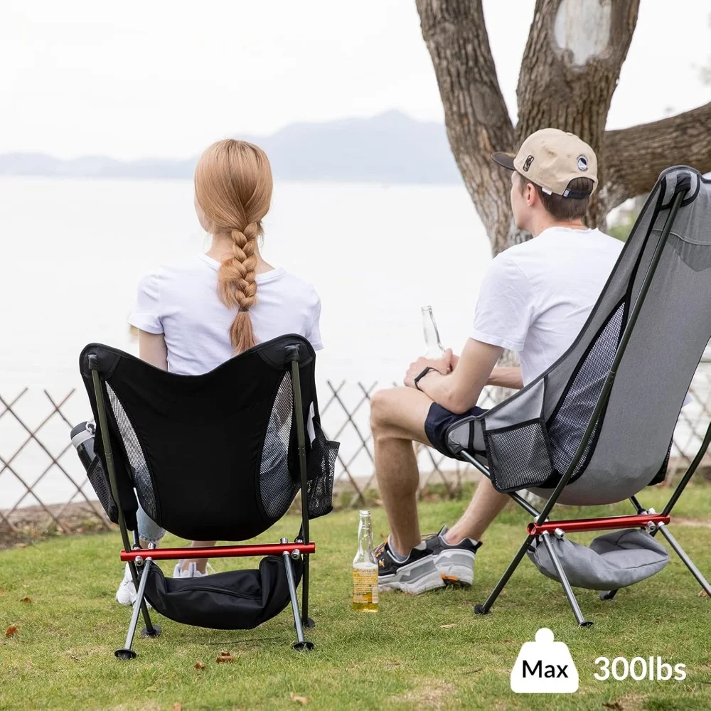 

Ultralight High Back Folding Camping Chair, Upgraded All Aluminum Frame for Adult, Built-in Pillow, Side Pocket & Carry Bag