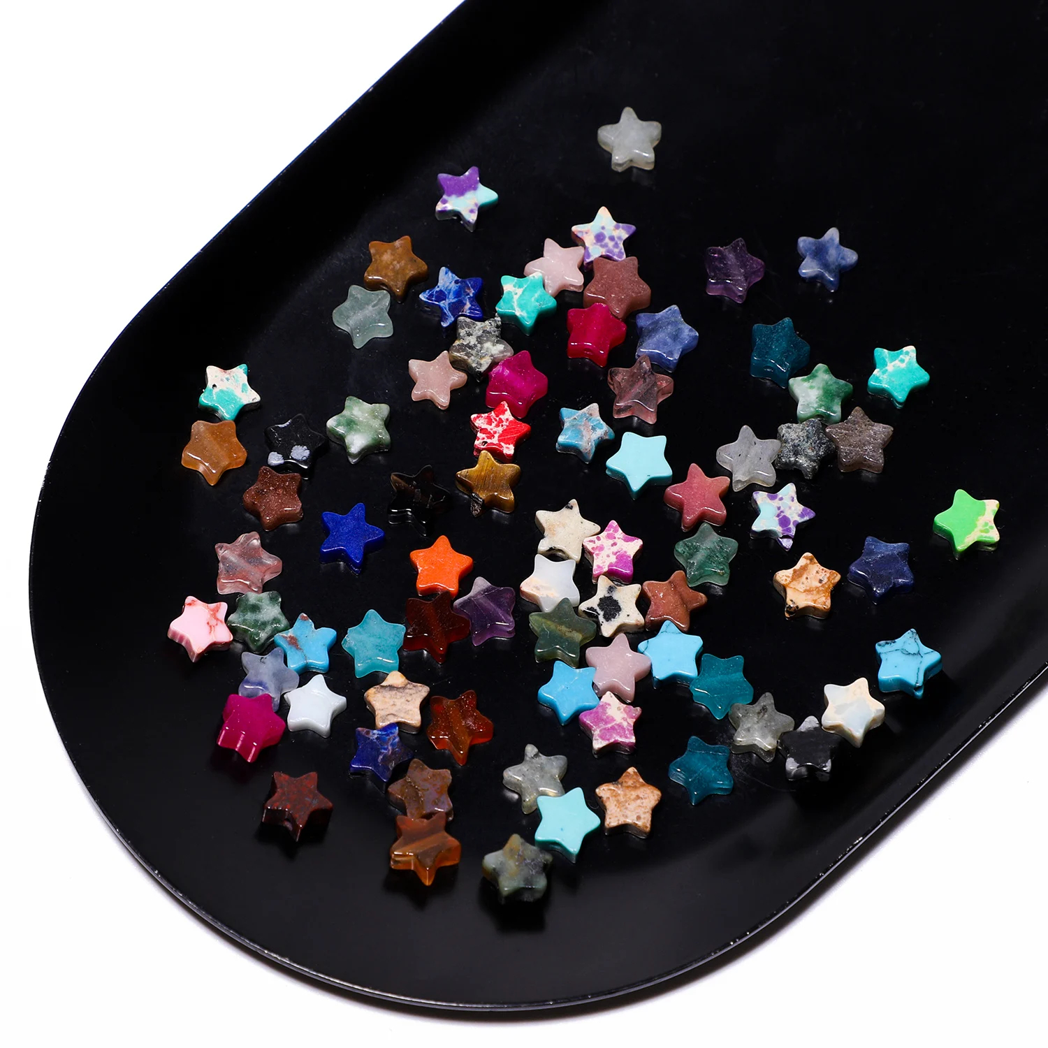 30PCS Natural Stone Star Shape Onyx Quartz Turquoise Beads Loose Beads for Jewelry Making DIY Charms Bracelets Accessories 6x6mm