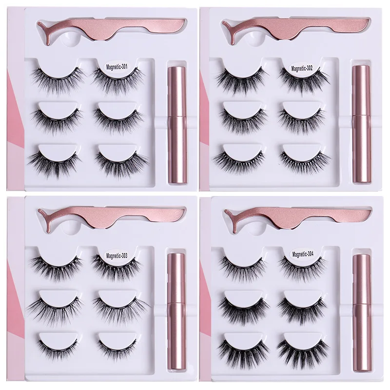 Magnetic eyelash eyeliner, the most natural looking magnetic eyelash kit application, the best 8D, 3D look, reused false eye eyelashes, glue, strong Waterproof Liquid Liner