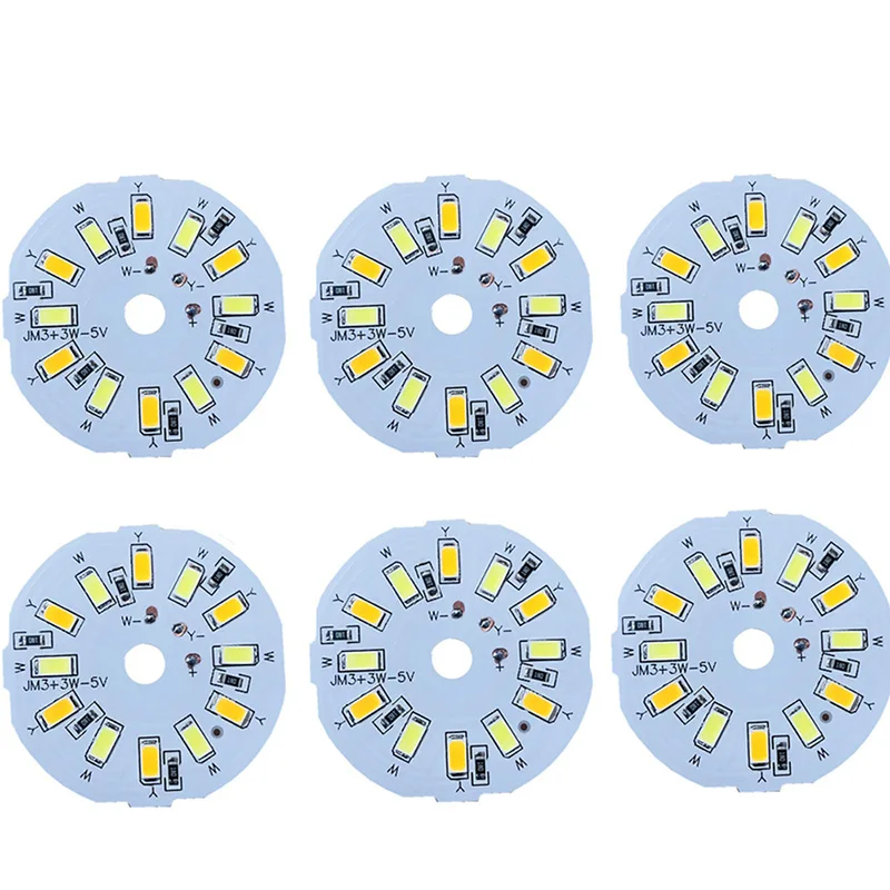 1/ 5pcs 3W DC 5V LED Light Board Double-color Light Source 46MM 5730 Lamp Beads For Led Bulb Downlight