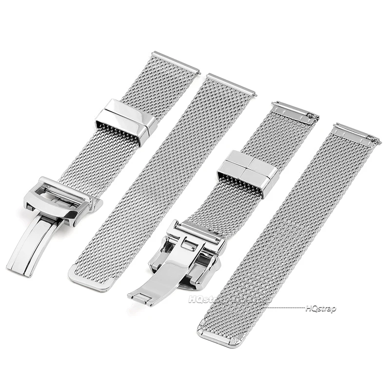 High Quality Milanese Mesh Bracelet for IWC Pilot Watchband for Omega Seamaster Stainless Steel Folding Clasp Wristband 20m 22mm