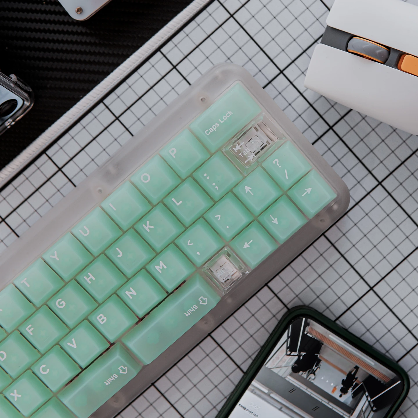 132 Keys Green Fog Transparent Keycaps Cherry Profile PC Keycaps Shine Through Keycaps For MX 64/87/96/104 Mechanical Keyboard view 3