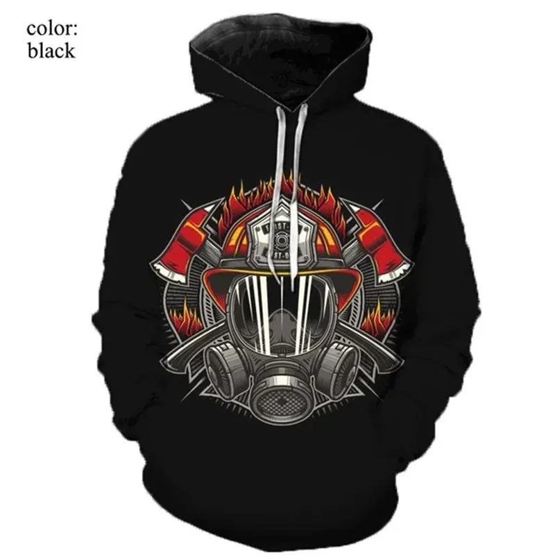 3D Printed Firefighter Hoodie Men Fireman Graphic Pullover Sweatshirts Casual Oversized New In Hoodies & Sweatshirts Tracksuit