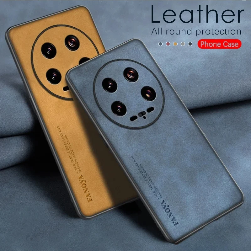 Luxus Pu Ledertasche für Xiaomi 14 Ultra Lammfell matt Silikon stoß feste Schutz Telefon hülle für Xiaomi 14 u Rückseite