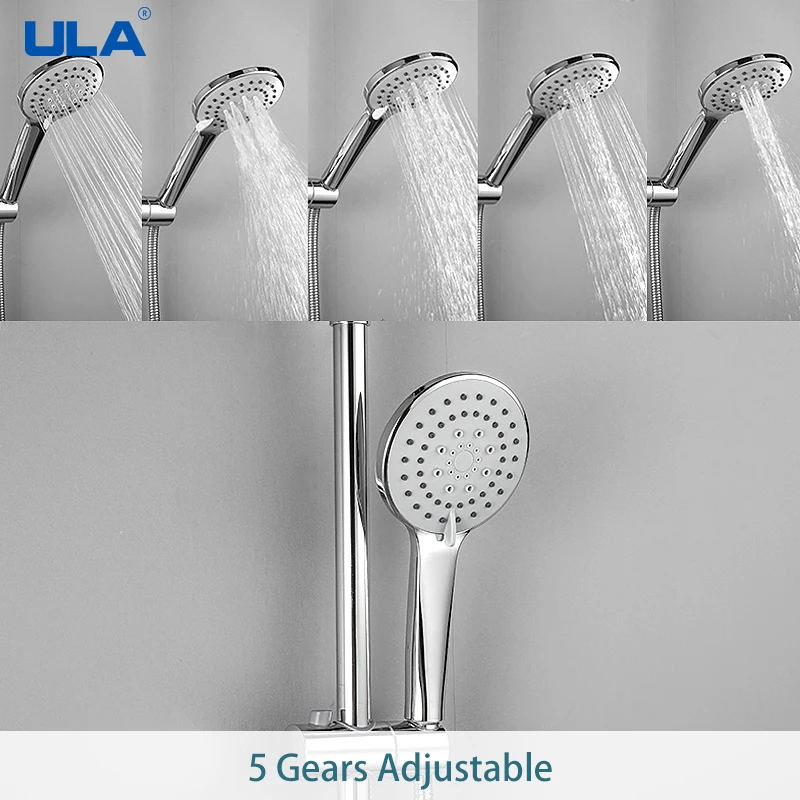 Imagem -02 - Ula-chrome Shower Faucet Grupo Black Tap Misturador de Água Quente e Fria Latão Rain Shower Head Sistema de Chuva Banheira