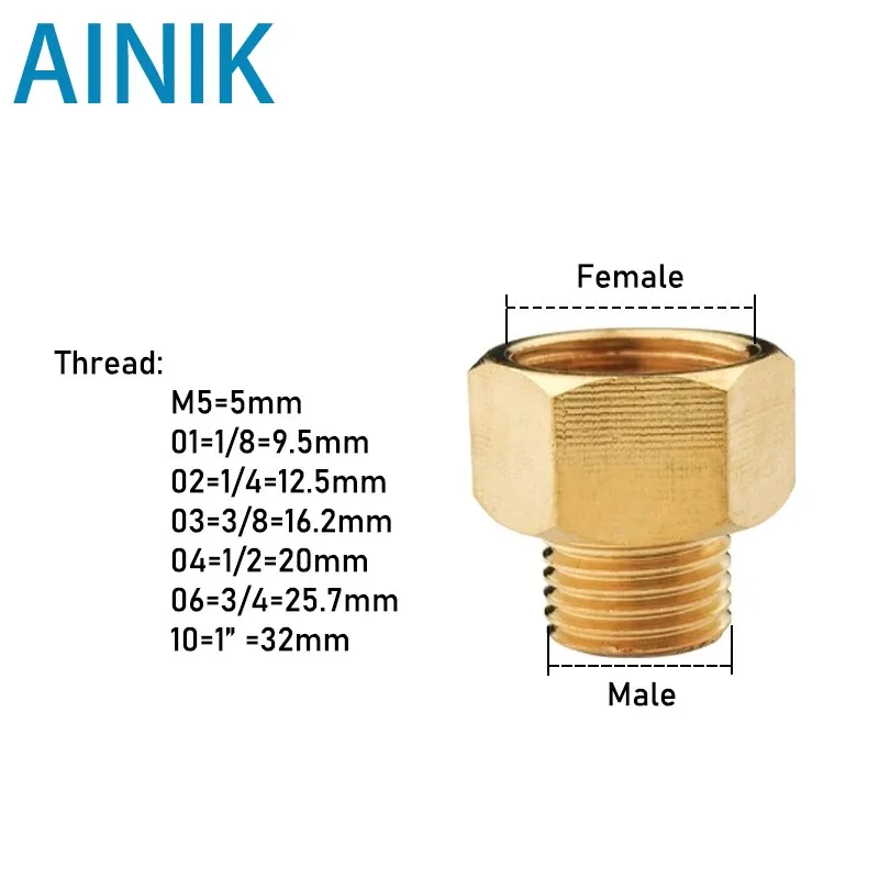 1PCS Male to Female Thread Brass Pipe Connectors Brass Coupler Adapter Threaded Fitting 1/8\