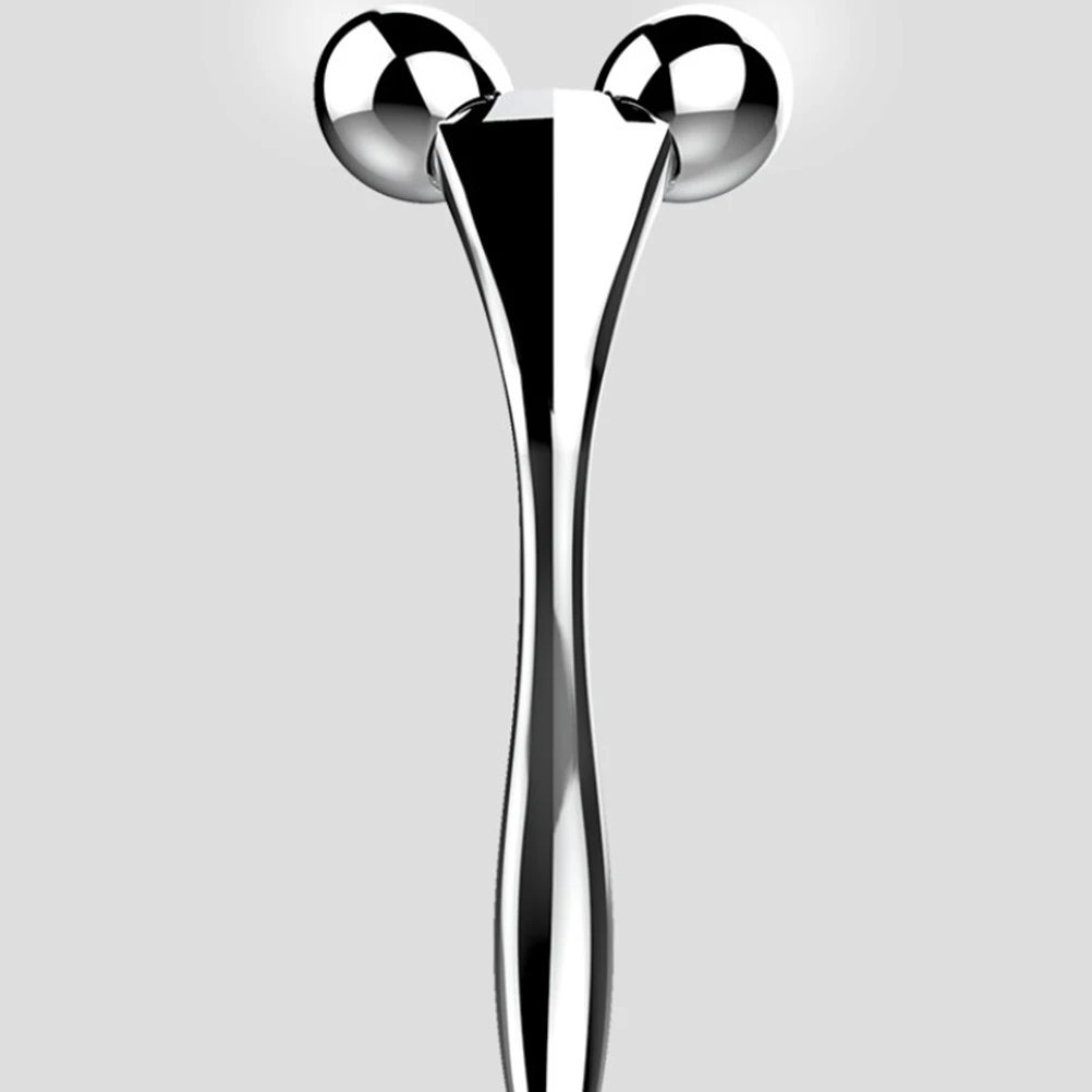 أسطوانة تدليك الوجه الفضية مصنوعة من خليط معدني وقبضة مريحة ومدلك دوار للوجه أداة تدليك محمولة للعناية بالبشرة للوجه والعين #5