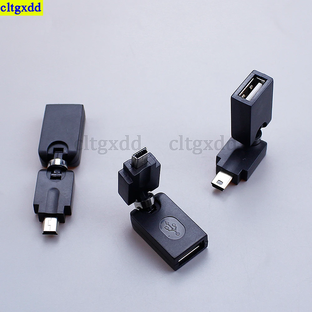 Cltgxdd 1 pezzo angolo di rotazione di 360 gradi mini 5 pin a USB 2.0 cavo dati adattatore OTG per auto, lettore di schede USB esterno di navigazione
