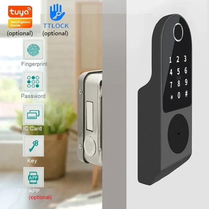 

Tuya WIFI Smart Door Lock Digital Electronic Fingerprint Lock IC Card NFC Password Tuya/TTlock APP Key Remote Unlock Gate Lock