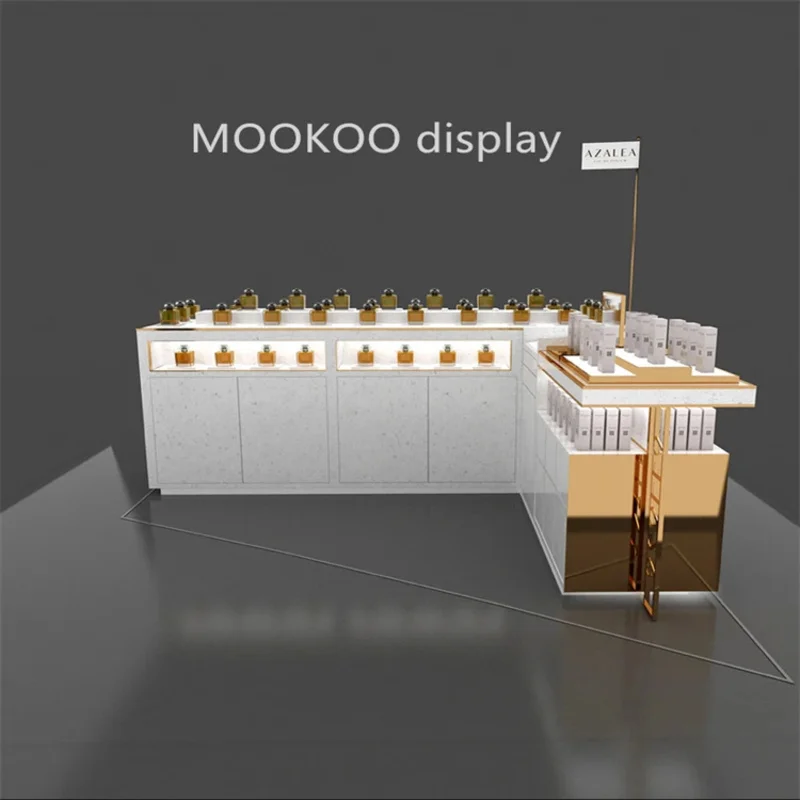 custom.Sale Elegant Perfume Kiosk Furniture Showcase Display Rack Effective Product Presentation