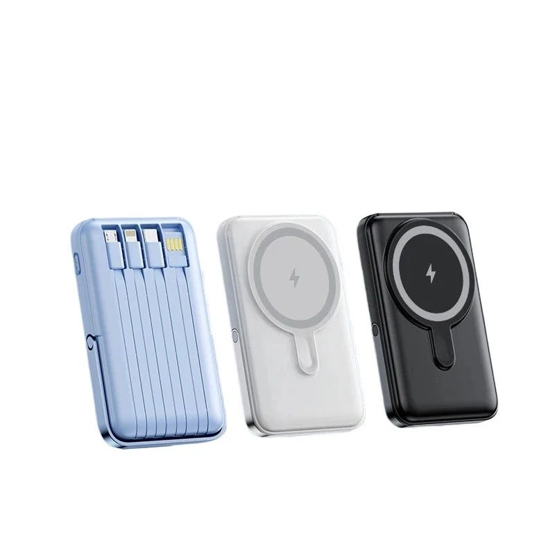For IPhone 15 14 Samsung Xiaomi Powerbank Built USB C Cable 10000mAh Magnetic Wireless Power Bank