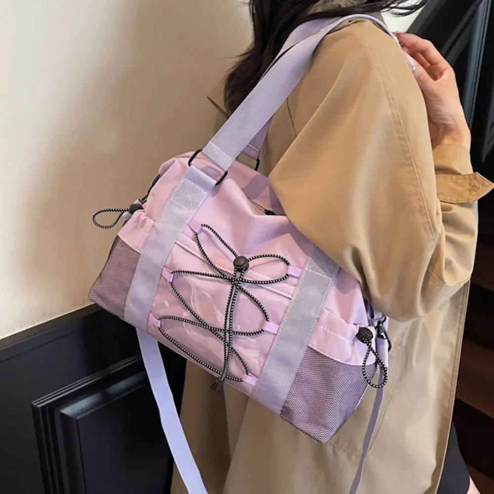 

Casual Casual Nylon Tote Bag Drawstring Solid Color Oxford Cloth Shoulder Bag Lightweight Portable Sports Fitness Bag Girls