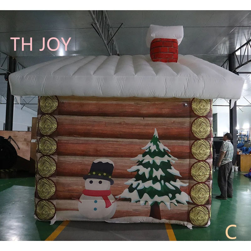 Navio aéreo rápido para porta, 4x3m mais novo ao ar livre casa inflável do papai noel de natal, cabine inflável da grotto do papai noel casa de natal